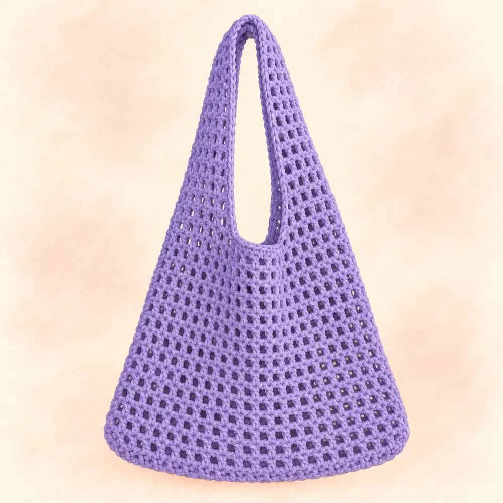 Illustration of purple mesh bag